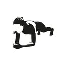Female workout, elbow stand, forearm push up, isolated vector silhouette