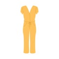 Female yellow jumpsuit. Modern fashion outfit. Stylish summer clothes isolated on white background. Vector illustration Royalty Free Stock Photo