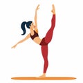 Female yoga practitioner performing standing split, fitness flexibility exercise. Woman yoga pose