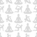 Female yoga silhouettes seamless pattern