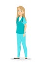 Female young blonde nurse in uniform standing