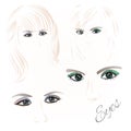 Females eyes green and blue set of three vector