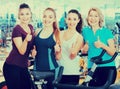 Females in modern fitness club Royalty Free Stock Photo