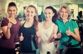 Females in modern fitness club Royalty Free Stock Photo