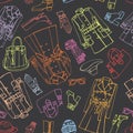 Females outerwear,accessories seamless pattern.