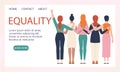 Femenism concept. Women support organization website colored icons.