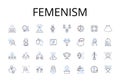 Femenism line icons collection. Women's rights movement, Gender equality, Women's liberation