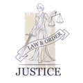 Femida lady of justice. Lady Lawyer logo. Royalty Free Stock Photo