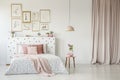 Feminine bedroom interior with gallery Royalty Free Stock Photo