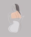 Feminine concept design template and illustration. Woman in minimal linear style Fashion illustration by femininity