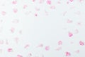 Feminine flat lay frame pink peony petals