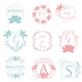 Feminine Floral wedding logo collection illustration