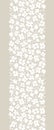 White Monochrome graphic ditsy gestural blooms and foliage on beige background vector seamless vertical border. Florals. Royalty Free Stock Photo