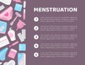 Feminine Hygiene Banner with Intimate Sanitary Objects Vector Template