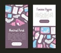 Feminine Hygiene Banner with Intimate Sanitary Objects Vector Template