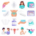 Feminine Hygiene Flat Set Royalty Free Stock Photo