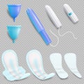 Feminine hygiene product set, vector isolated illustration Royalty Free Stock Photo