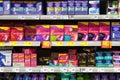 Feminine hygiene products in a shop