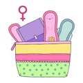 Feminine hygiene set with pads Royalty Free Stock Photo