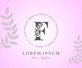 Feminine Letter F Logo with Nature Leaves Texture Design Logo Icon. Creative Beauty Alphabetical Beauty Nature Logo Template