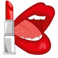 Feminine lips and pomade red
