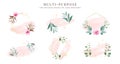 Feminine logo collections, hand drawn modern minimalistic and floral and watercolor badge templates for wedding card, branding, Royalty Free Stock Photo