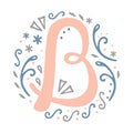 Feminine Monogram Design ` B ` letter alphabet - art nouveau style