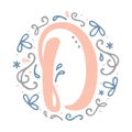 Feminine Monogram Design ` D ` letter alphabet - art nouveau style