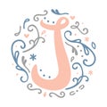 Feminine Monogram Design ` J ` letter alphabet - art nouveau style