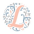 Feminine Monogram Design ` L ` letter alphabet - art nouveau style