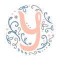 Feminine Monogram Design ` Y ` letter alphabet - art nouveau style