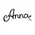 Feminine name. Anna. Black and white lettering. Vector stock image