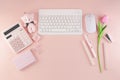 Feminine pink theme desktop workspace