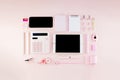 Feminine pink theme desktop workspace