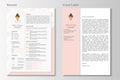 Feminine resume and cover letter with infographic design.