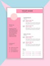 Feminine resume cv template in pink color