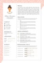 Feminine resume with infographic design. Stylish CV set for wome