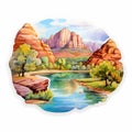 Feminine Sticker Art: Captivating Landscape Painting Of Sedona Canyon