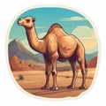 Feminine Sticker Art: Detailed Camel Illustration In Earth Tones