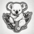 Feminine Sticker Art: Koala Hanging Out On Branch Tattoo