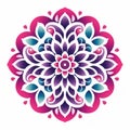 Feminine Sticker Art: Pink And Blue Mandala Pattern On White Background