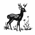 Feminine Sticker Art: Unique Deer In Meadow Design