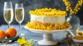 Feminine Taste: Mimosa Cake, Artistic Pastry Creation for a Sweet Event