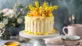 Feminine Taste: Mimosa Cake, Artistic Pastry Creation for a Sweet Event