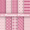 Feminine vector seamless patterns (tiling). Fond