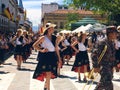 Beautiful Women Dance in a Parade in Cuenca, Ecuador Royalty Free Stock Photo