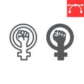 Feminism line and glyph icon, fist and protest, women resist sign vector graphics, editable stroke linear icon, eps 10. Royalty Free Stock Photo