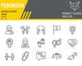 Feminism line icon set, gender equality collection, vector sketches, logo illustrations, feminism icons, equal rights Royalty Free Stock Photo