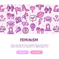 Feminism Movement Flyer Banner Posters Card. Vector