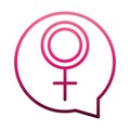 Feminism movement icon, gender sign talk bubble, female rights gradient style